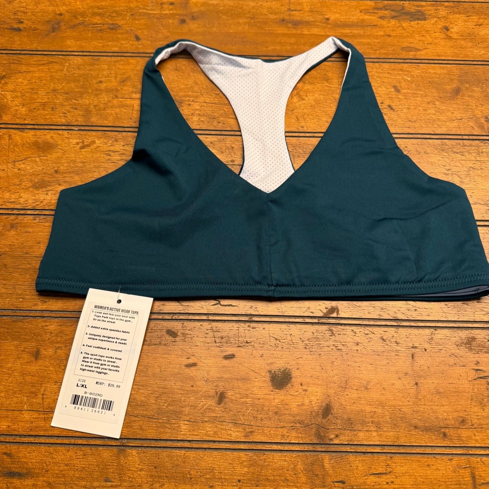 Leggings Park Women's Teal Racerback Sports Bra‎ Top Activewear XL